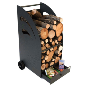 Porte-bûches sur roulettes en fer forgé – Modèle Réservoir
